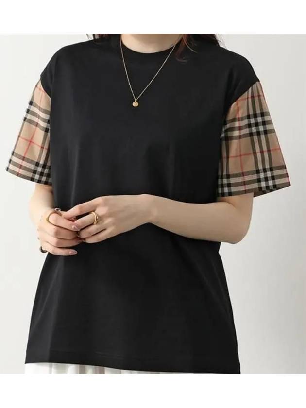 Vintage Check Sleeve Cotton Oversized T-shirt Black - BURBERRY - BALAAN 4