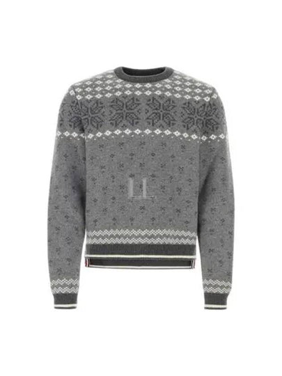 Snowflake Fair Isle Wool Knit Top Grey - THOM BROWNE - BALAAN 2