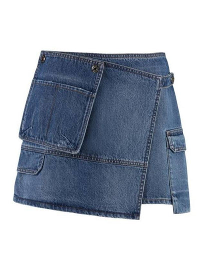 Pocket Mini Denim A-Line Skirt Blue - MSGM - BALAAN 2