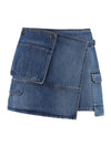 Pocket Mini Denim A-Line Skirt Blue - MSGM - BALAAN 2