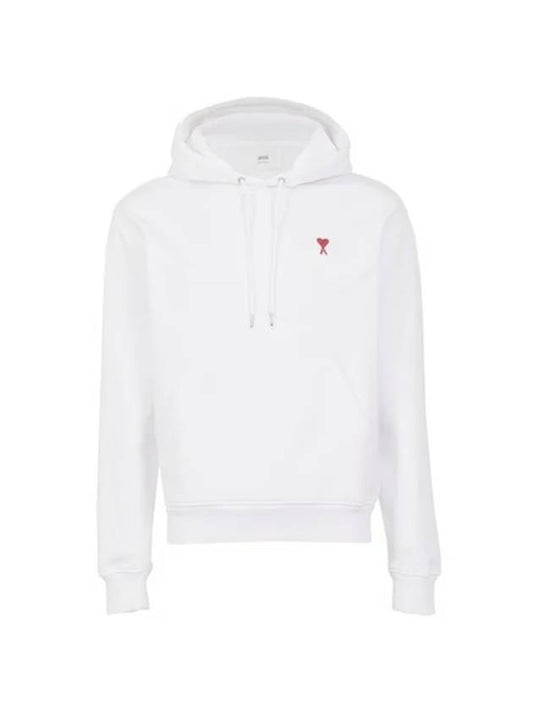 Small Heart Logo Cotton Hoodie White - AMI - BALAAN.