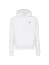 Small Heart Logo Cotton Hoodie White - AMI - BALAAN 1