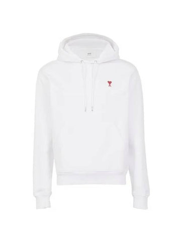 Small Heart Logo Cotton Hoodie White - AMI - BALAAN 1