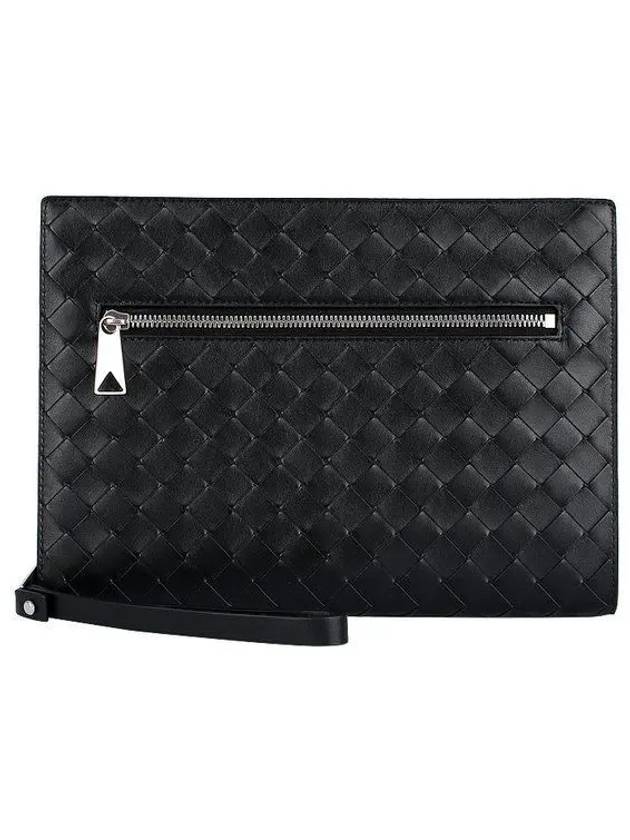 Intrecciato Zipper Small Clutch Bag Black - BOTTEGA VENETA - BALAAN 2