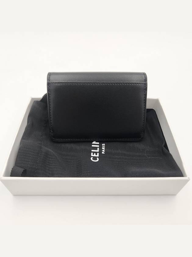 Triomphe Shiny Calfskin Flap Card Wallet Black - CELINE - BALAAN 4