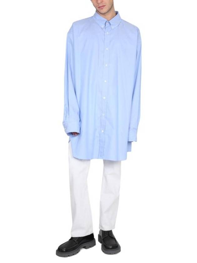 Oversized Fit Oxford Long Sleeve Shirt Blue - MAISON MARGIELA - BALAAN 3