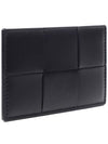 Intrecciato Lambskin Calfskin Card Wallet Black - BOTTEGA VENETA - BALAAN 4