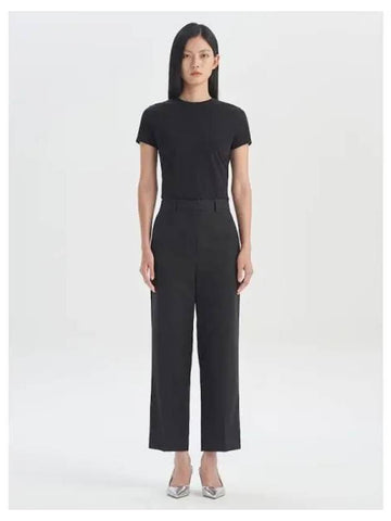 Women s Cotton Twill High Waist Straight Fit Pants Trousers Black Domestic Product - THEORY - BALAAN 1