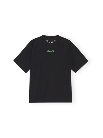 Active Mesh Short Sleeve T-Shirt Black - GANNI - BALAAN 2