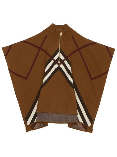 Kids Beatrix Chevron Cape Coat Dark Birch Brown - BURBERRY - BALAAN 2