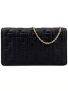 FF Baguette Nappa Leather Long Wallet Black - FENDI - BALAAN 4