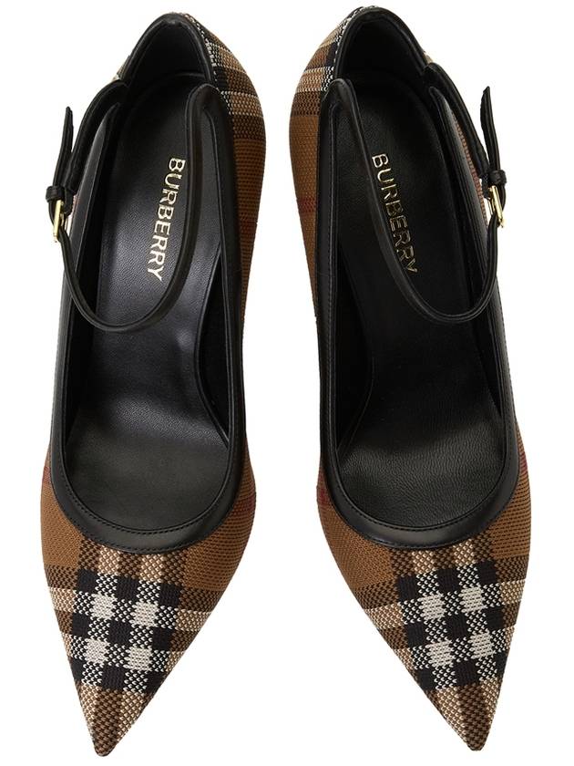 Check Point Toe Knit Pumps Brown - BURBERRY - BALAAN 3