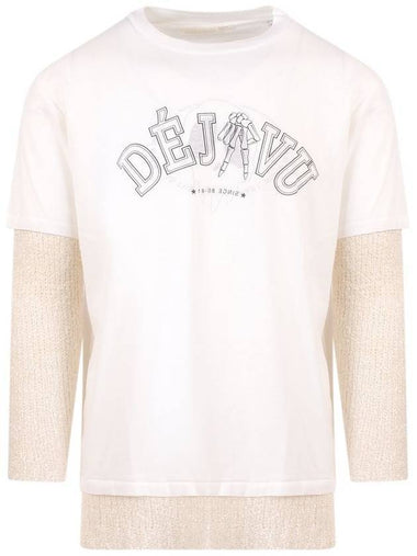 Deja Vu Print Layered Long Sleeve T-Shirt White - OUR LEGACY - BALAAN 1