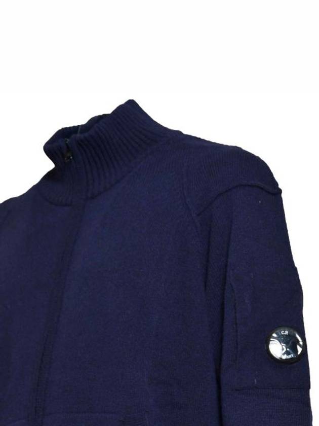 Lambswool GRS Zipped Cardigan Navy - CP COMPANY - BALAAN 4