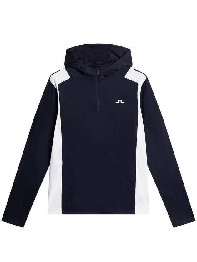 Lucas Quarter Zip Hooded Long Sleeve T-Shirt Navy - J.LINDEBERG - BALAAN 2