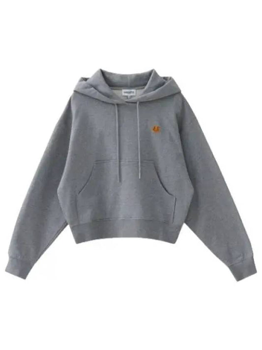 Tiger Crest Boxy Hooded Dove Gray T Shirt Hoodie - KENZO - BALAAN 1