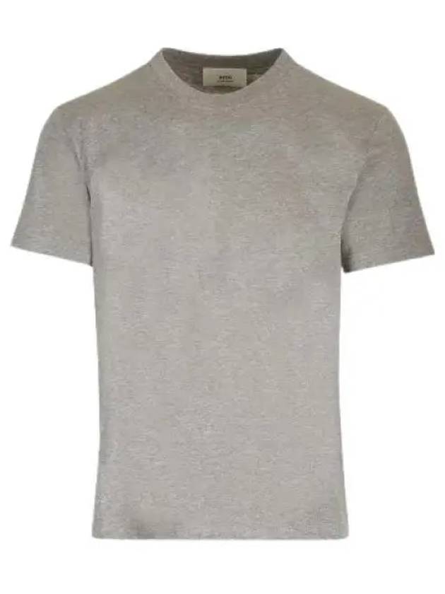 Embroidered Logo Cotton Short Sleeve T-Shirt Grey - AMI - BALAAN 2