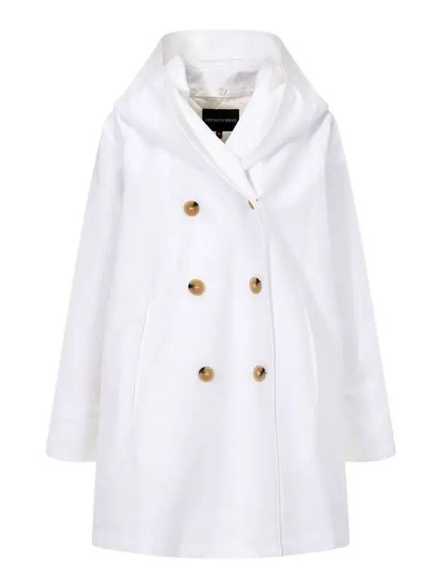 Women s hooded shawl collar double coat white 270387 - EMPORIO ARMANI - BALAAN 1