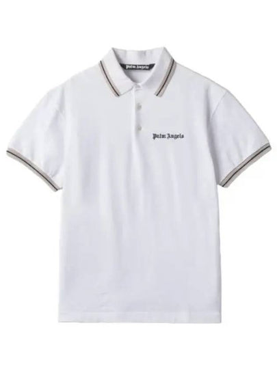 Embroidered Logo Polo Shirt White - PALM ANGELS - BALAAN 2