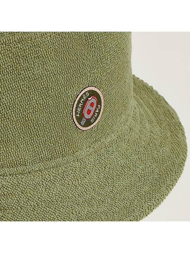 Hat Woven Patch Plain Bucket Hat Khaki Green - HERMES - BALAAN 8