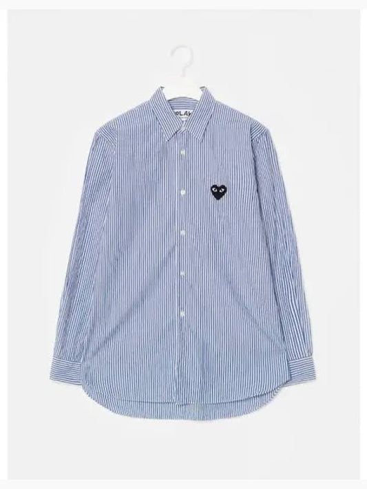 Women s Black Heart Waffen Striped Shirt Blouse Southern Navy Domestic Product - COMME DES GARCONS PLAY - BALAAN 1