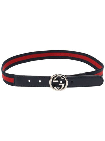 Kids GG Logo Belt Navy - GUCCI - BALAAN 1