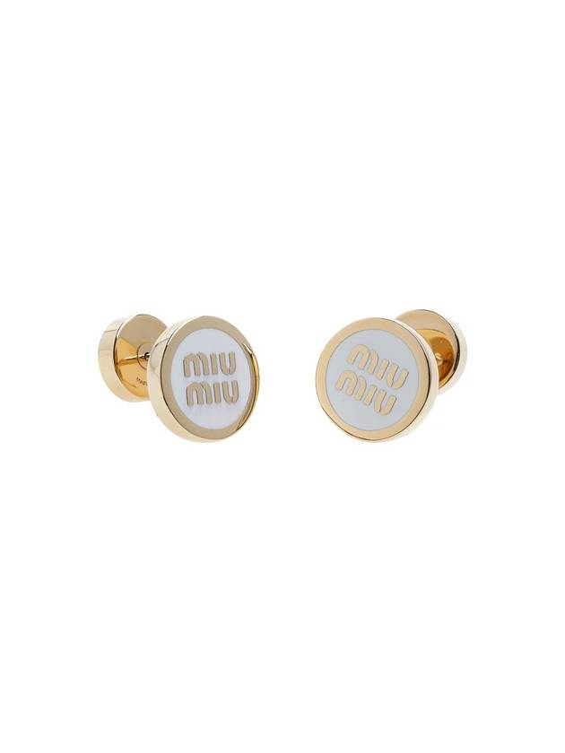 Enameled Metal Earrings White - MIU MIU - BALAAN 9