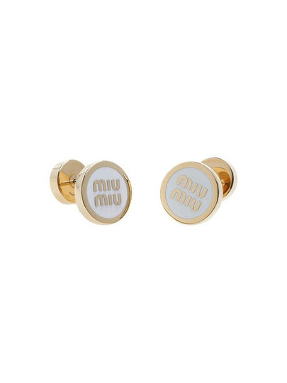 Enameled Metal Earrings White - MIU MIU - BALAAN 2