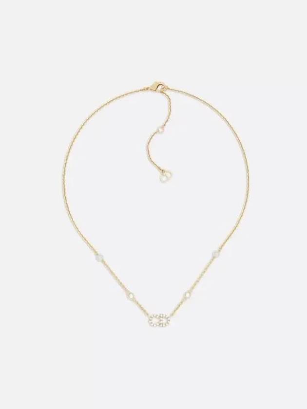 Clair D Lune Necklace Gold Finish Metal White Resin Pearls White Crystals - DIOR - BALAAN 2