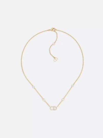 Clair D Lune Necklace Gold Finish Metal White Resin Pearls White Crystals - DIOR - BALAAN 2