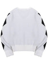 Argyle pattern sleeve V-neck semi-crop knit WHITE - 20THHOLE - BALAAN 6