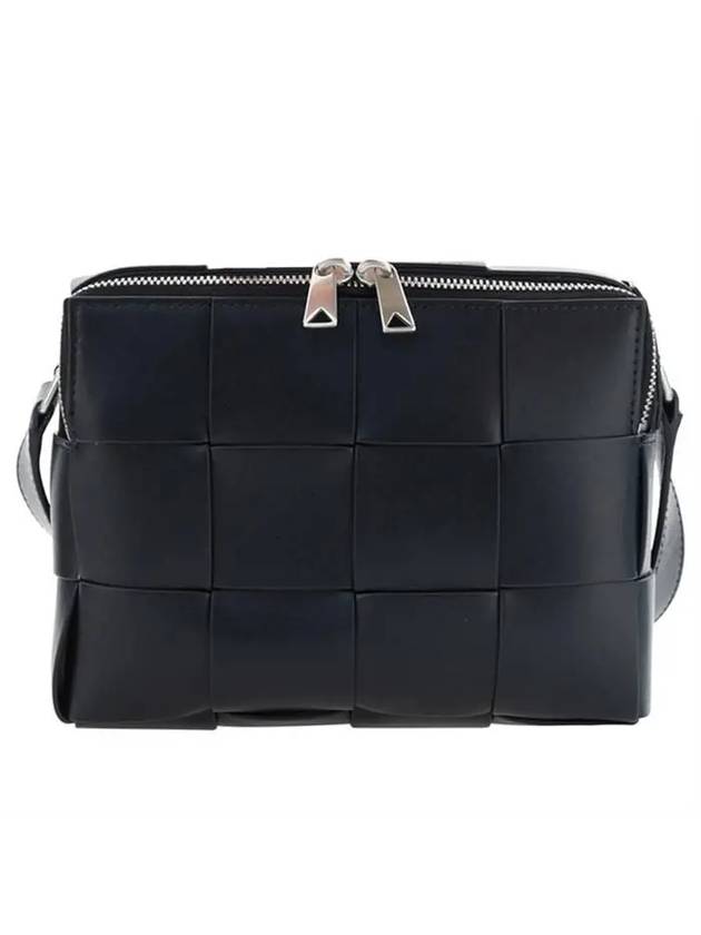 Cassette Intrecciato Leather Cross Bag Black - BOTTEGA VENETA - BALAAN 1