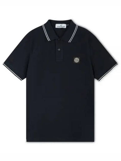 Logo Patch Polo Shirt Navy - STONE ISLAND - BALAAN 2