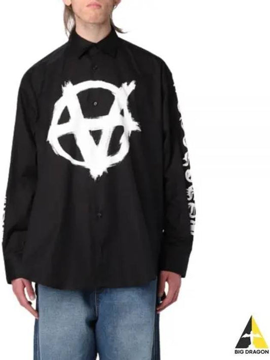 Double Anarchy Logo Long Sleeve Shirt Black - VETEMENTS - BALAAN 2