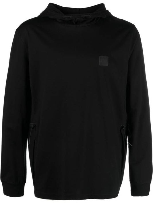 Metropolis Mercerized Jersey Hoodie Black - CP COMPANY - BALAAN 2