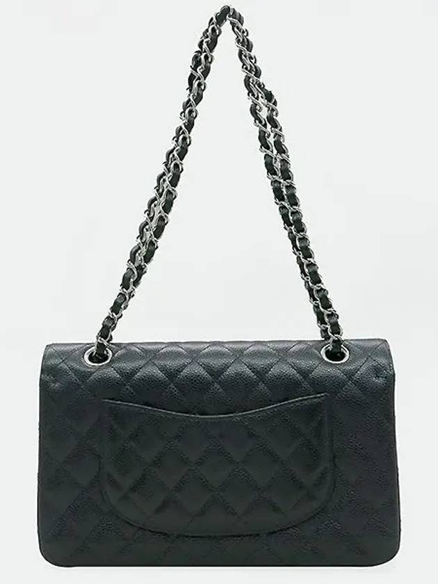 A01112 Caviar Skin Classic Medium M Size Silver Flap Chain Shoulder Bag - CHANEL - BALAAN 4