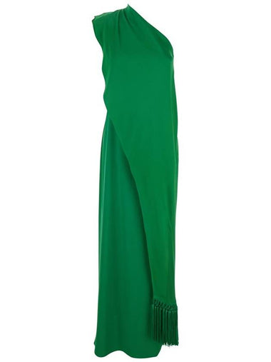 'Berenson' Green One-Shoulder Long Dress With Scarf Detail In Viscose Stretch Blend Woman - TALLER MARMO - BALAAN 1