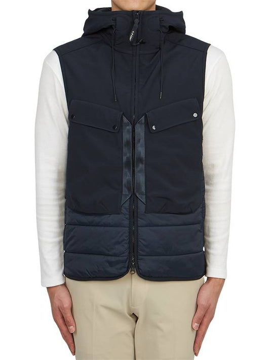 Shell R Mix Goggle Hooded Padded Vest Navy - CP COMPANY - BALAAN 2