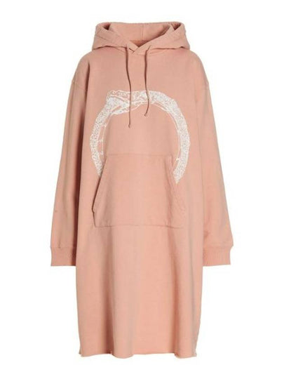 Woman's Cotton Hoodie Mini Dress Peach - MAISON MARGIELA - BALAAN 2