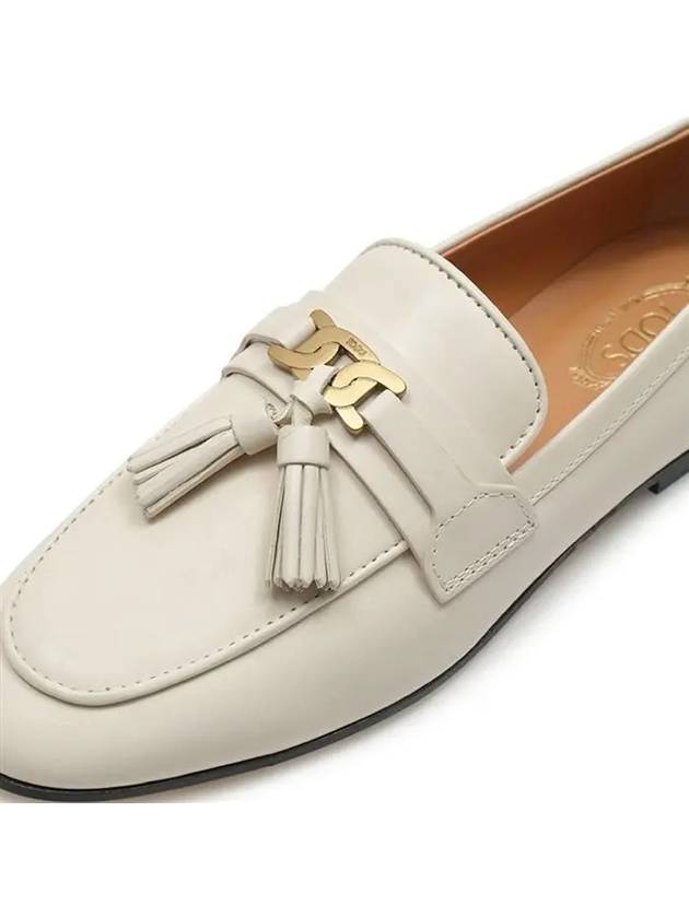 Tassel Embellished Leather Loafers White - TOD'S - BALAAN 6