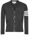 Men's Sustainable Classic Diagonal Wool Cardigan Dark Grey - THOM BROWNE - BALAAN 2