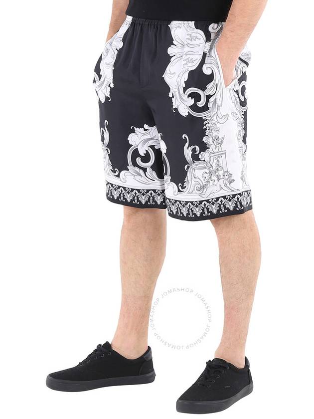 Versace Men's Black / White Baroque-Print Wide Shorts, Brand Size 50 (US Size 34) - VERSACE - BALAAN 3