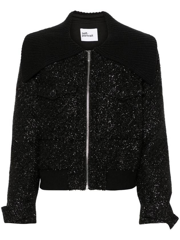 Self-Portrait Black Tinsel Boucle Bomber Jacket Clothing - SELF PORTRAIT - BALAAN 1