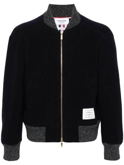 Fleece Stripe Wool Bomber Jacket Navy - THOM BROWNE - BALAAN 2