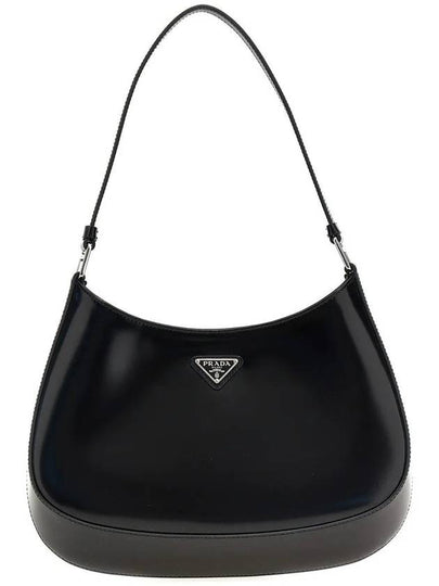 Triangular Logo Cleo Brushed Leather Shoulder Bag Black - PRADA - BALAAN 2