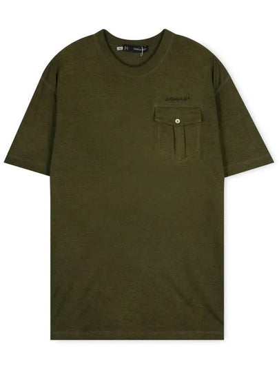 Men's Pocket Embroidery Logo Short Sleeve T-Shirt Khaki - DSQUARED2 - BALAAN 2