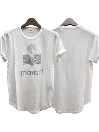 Etoile KOLDI Linen Silver Logo Short Sleeve T shirt 38700126 1095919 - ISABEL MARANT - BALAAN 1