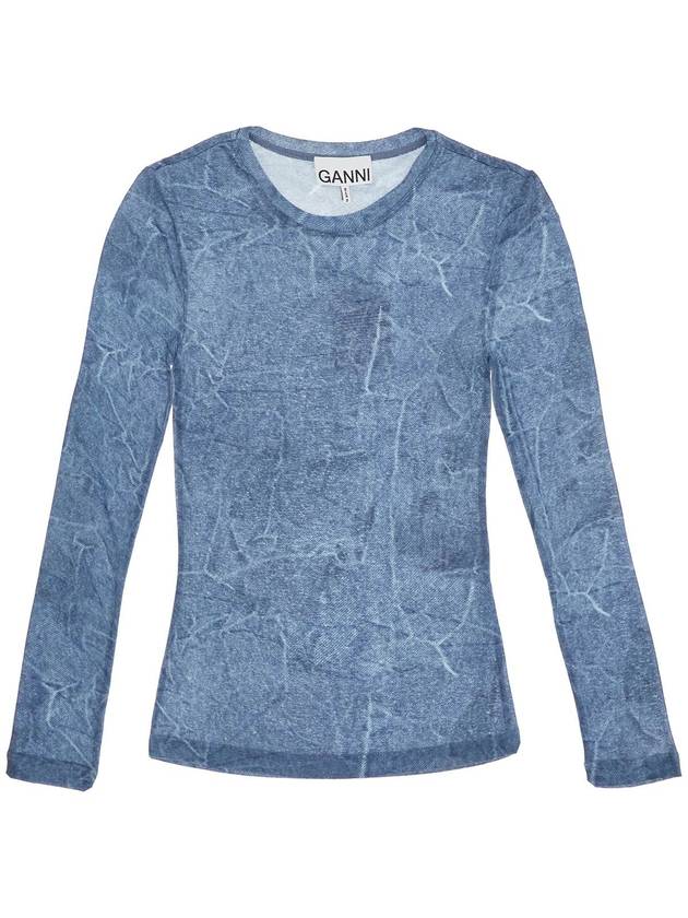 long-sleeved denim effect top for - GANNI - BALAAN 1