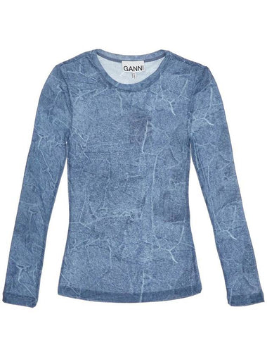 long-sleeved denim effect top for - GANNI - BALAAN 1