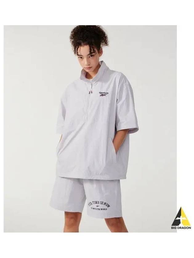 Primary Woven Short Sleeve Anorak Gray - REEBOK - BALAAN 1